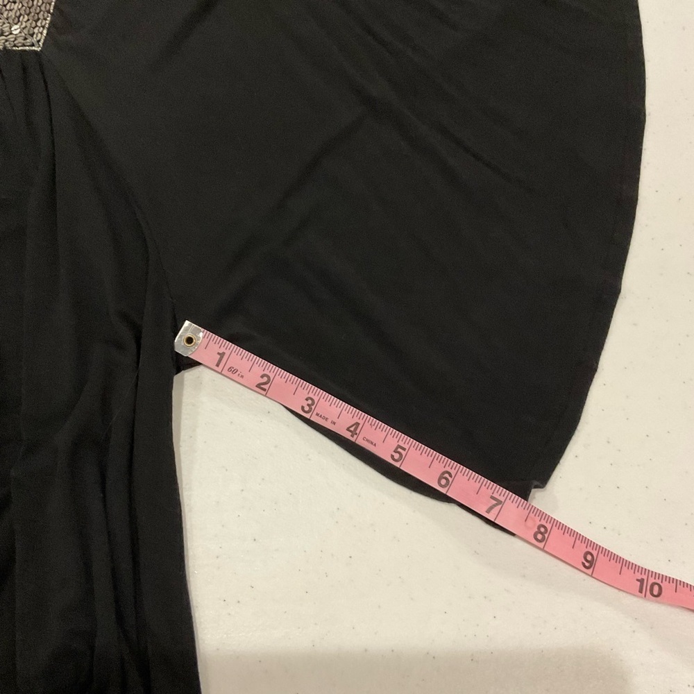 Forever 21 Flowy Blouse Square Sequin Neckline Flutter Sleeves Black Women’s Med - Picture 6 of 11